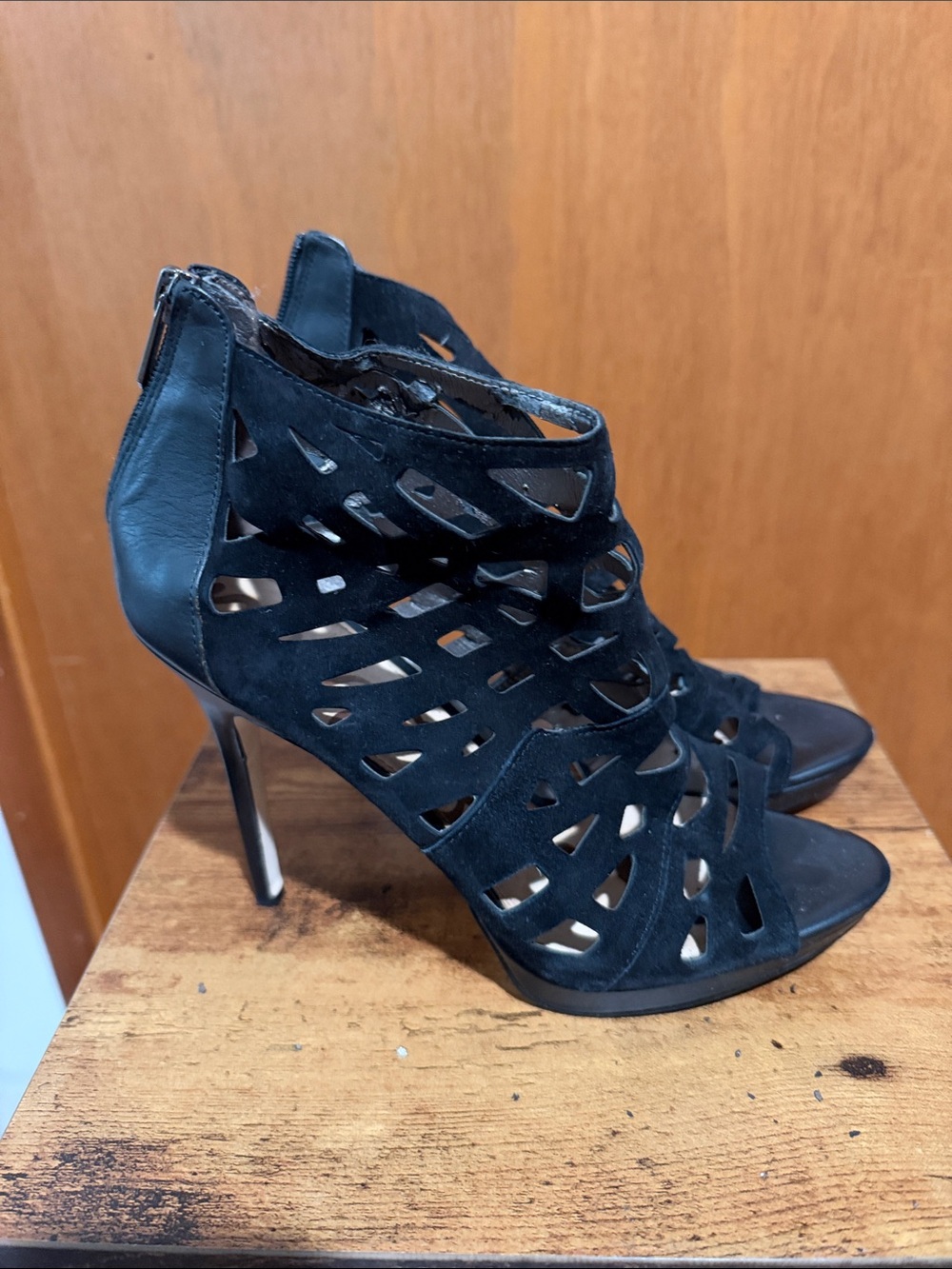 Sam Edelman Black Cutout Suede Stiletto Heels